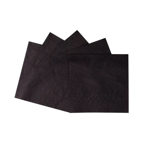 9.5"x9.5" Beverage Napkins, Black