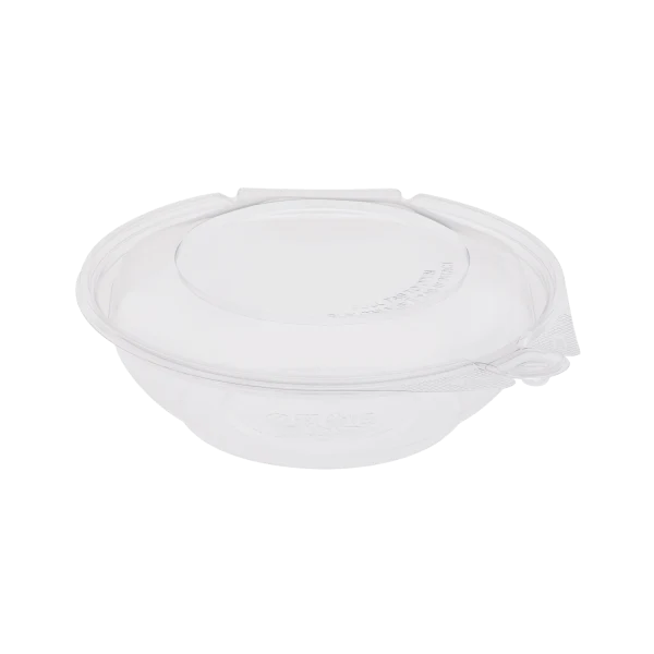 16 oz PET Plastic Tamper Resistant Hinged Salad Bowl with Dome Lid