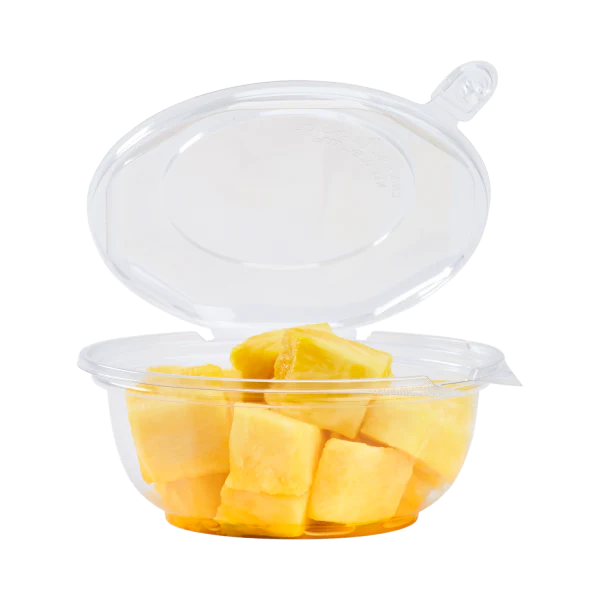 24 oz PET Plastic Tamper Resistant Hinged Salad Bowl with Dome Lid