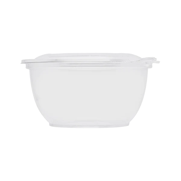 32 oz PET Plastic Tamper Resistant Hinged Salad Bowl with Dome Lid