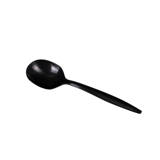 PP Plastic Medium Weight Soup Spoons Bulk Box, Black