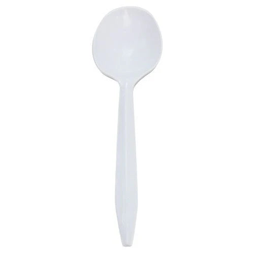 PP Plastic Medium Weight Soup Spoons, White