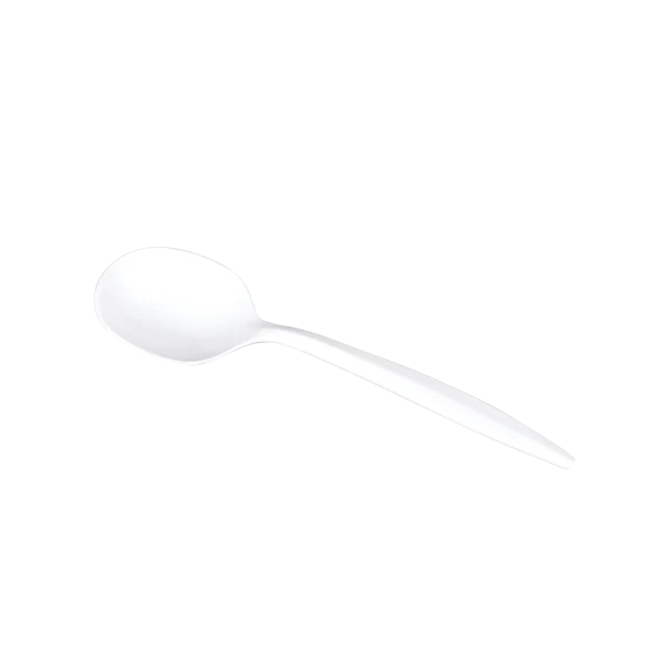 PP Plastic Medium Weight Soup Spoons, White