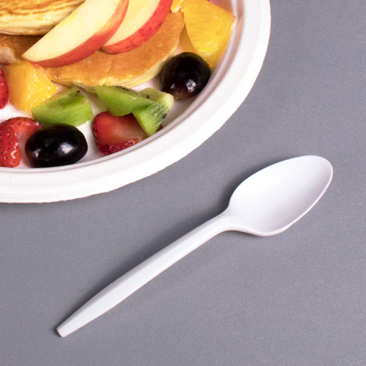 PP Plastic Medium Weight Tea Spoons, White