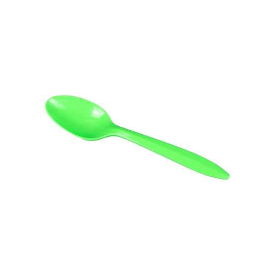 PP Plastic Medium Weight Tea Spoons, Green