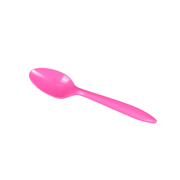 PP Plastic Medium Weight Tea Spoons, Pink