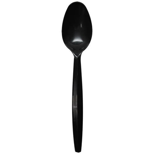 PP Plastic Medium Heavy Weight Tea Spoons Bulk Box, Black