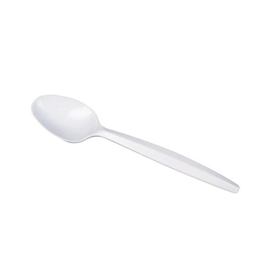 PP Plastic Medium-Heavy Weight Tea Spoons Bulk Box, White