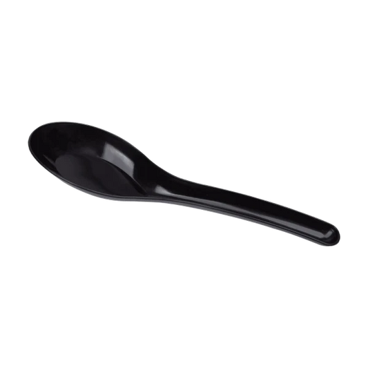 Med-Heavy Weight Asian Soup Spoon, Black