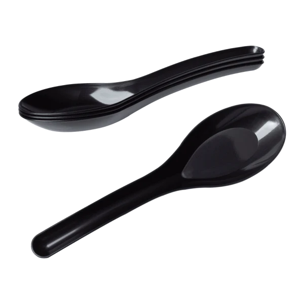 Med-Heavy Weight Asian Soup Spoon, Black