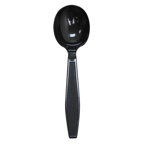 PS Plastic Extra Heavy Weight Soup Spoons, Black