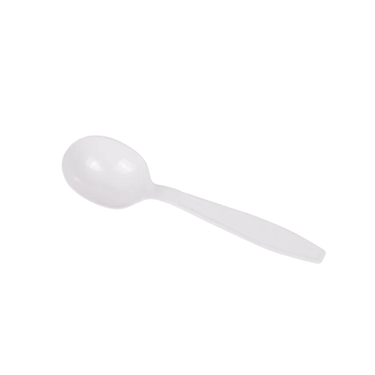 PS Plastic Extra Heavy Weight Soup Spoons, White