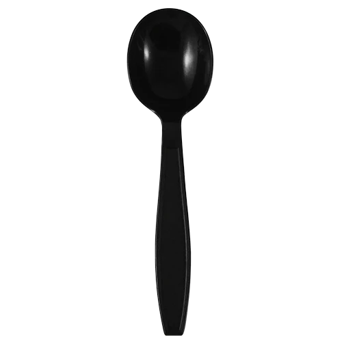 PP Plastic Extra Heavy Weight Soup Spoons, Black