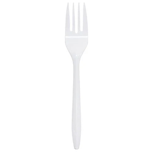 PS Plastic Medium Weight Forks Bulk Box, White