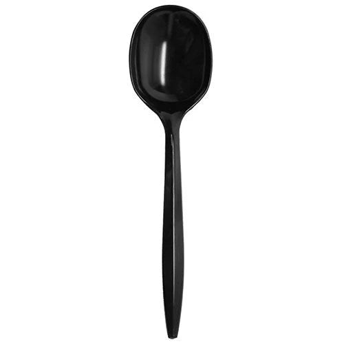 PS Plastic Medium Weight Soup Spoons Bulk Box, Black