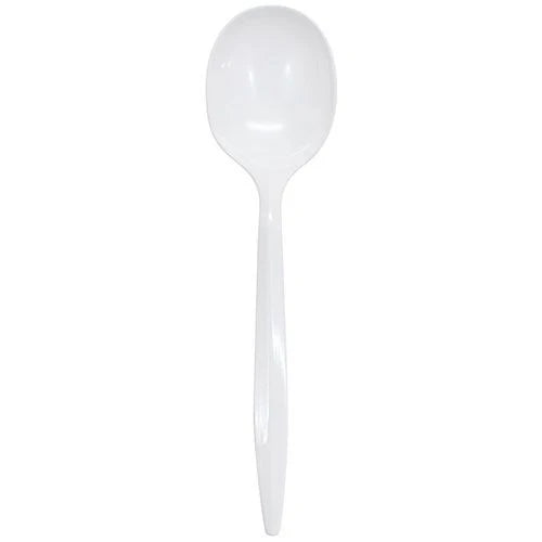 PS Plastic Medium Weight Soup Spoons Bulk Box, White