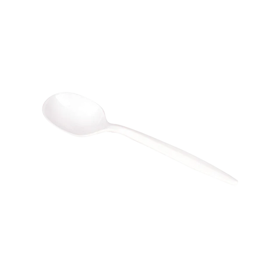 PS Plastic Medium Weight Soup Spoons Bulk Box, White