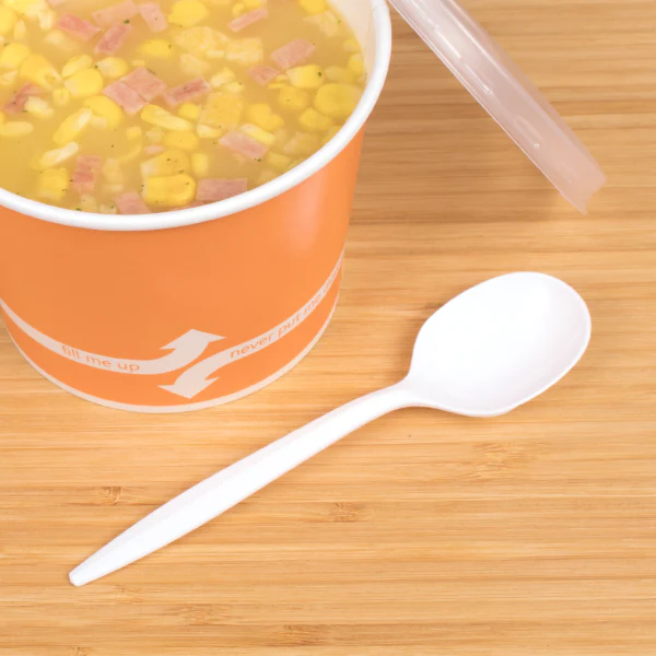 PS Plastic Medium Weight Soup Spoons Bulk Box, White