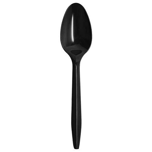 PS Plastic Medium Weight Tea Spoons Bulk Box, Black