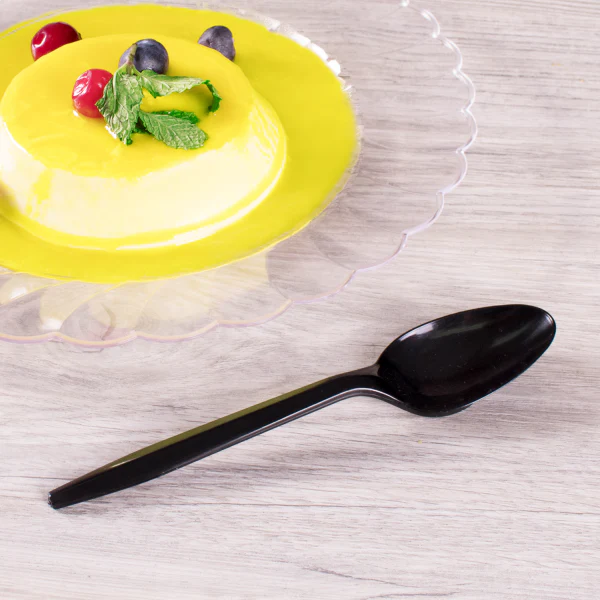 PS Plastic Medium Weight Tea Spoons Bulk Box, Black