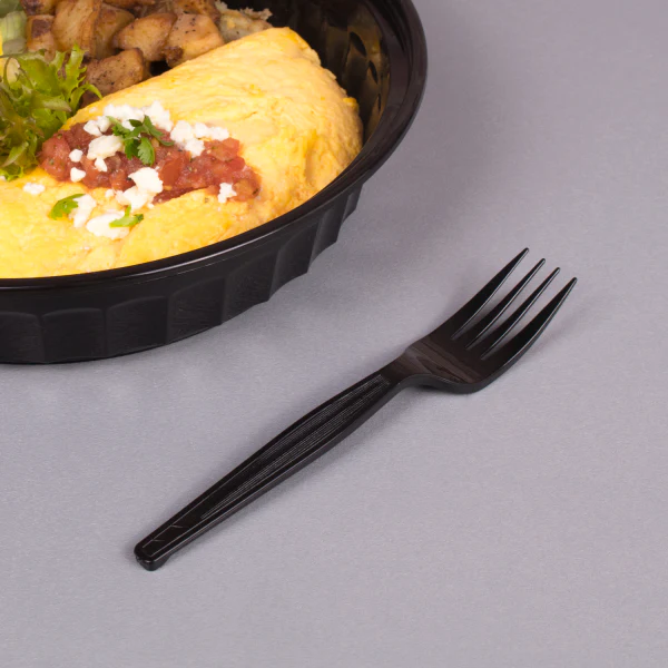 PS Plastic Medium-Heavy Weight Forks Bulk Box, Black