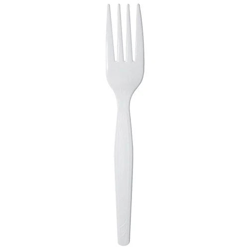 PS Plastic Medium-Heavy Weight Forks Bulk Box, White