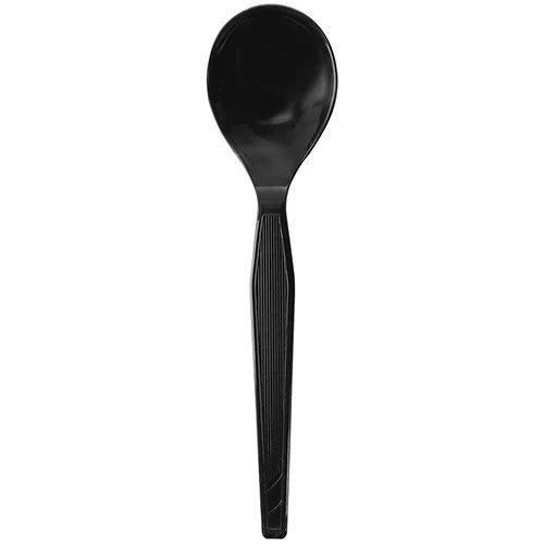 PS Plastic Medium-Heavy Weight Soup Spoons Bulk Box, Black