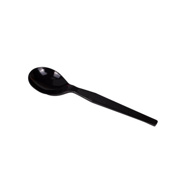 PS Plastic Medium-Heavy Weight Soup Spoons Bulk Box, Black