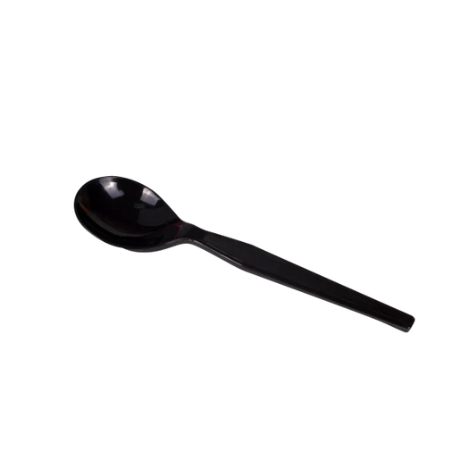 PS Plastic Medium-Heavy Weight Soup Spoons Bulk Box, Black