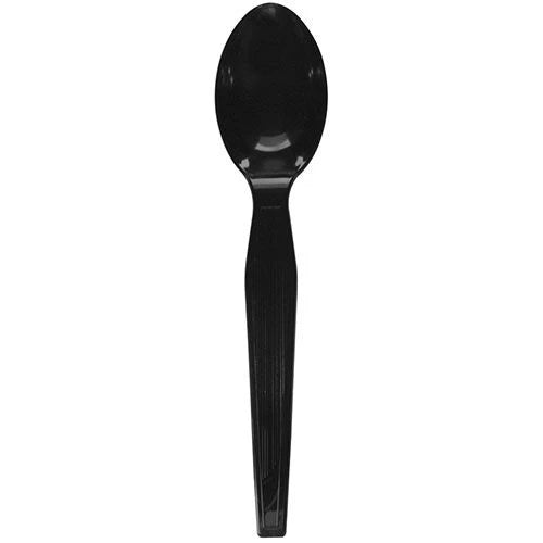 PS Plastic Medium-Heavy Weight Tea Spoons Bulk Box, Black