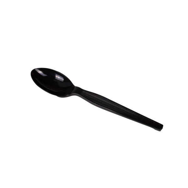 PS Plastic Medium-Heavy Weight Tea Spoons Bulk Box, Black