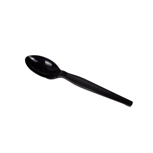 PS Plastic Medium-Heavy Weight Tea Spoons Bulk Box, Black