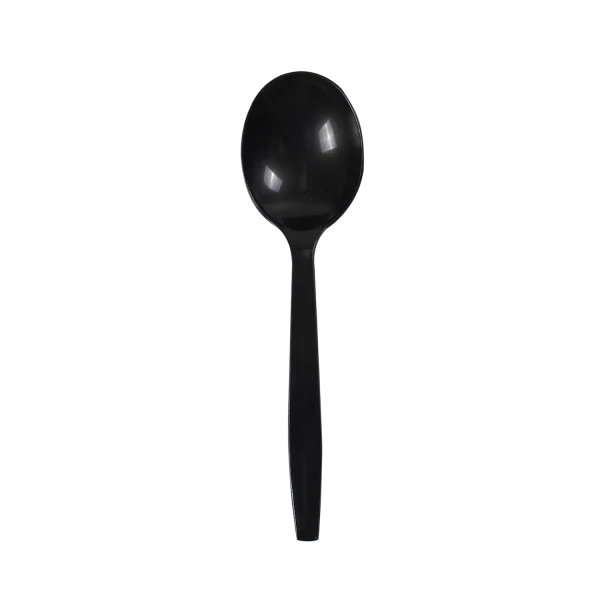 PP Plastic Premium Extra Heavy Weight Soup Spoon, Black