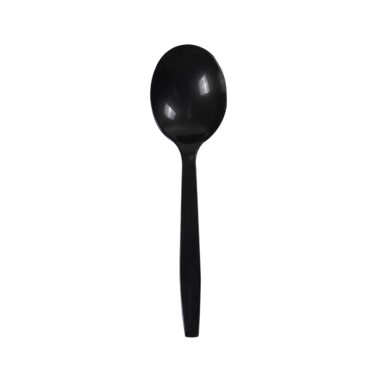 PP Plastic Premium Extra Heavy Weight Soup Spoon, Black