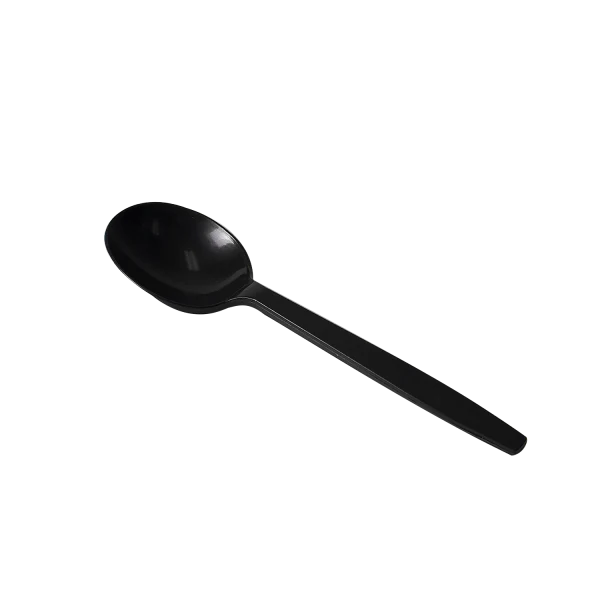 PP Plastic Premium Extra Heavy Weight Soup Spoon, Black