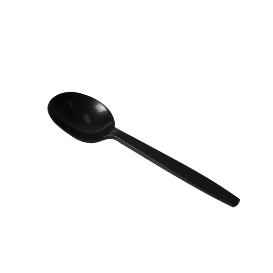 PP Plastic Premium Extra Heavy Weight Soup Spoon, Black