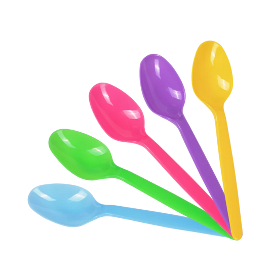 PS Plastic Heavy Weight Tea Spoons, Rainbow