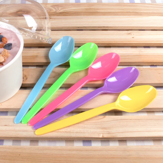 PS Plastic Heavy Weight Tea Spoons, Rainbow