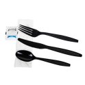 PS Plastic Heavy Weight Cutlery Kits with Salt and Pepper, Black