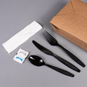 PS Plastic Heavy Weight Cutlery Kits with Salt and Pepper, Black