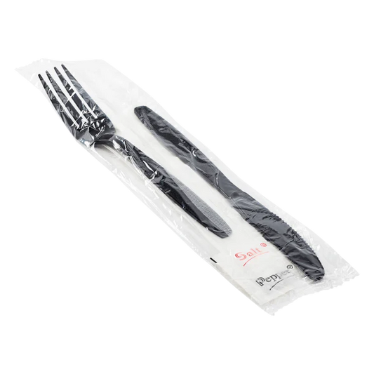 PS Heavy-Weight Cutlery Kits (Knife, Fork, 1-ply Napkin, Salt, Pepper)