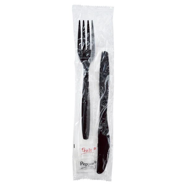 PS Heavy-Weight Cutlery Kits (Knife, Fork, 1-ply Napkin, Salt, Pepper)