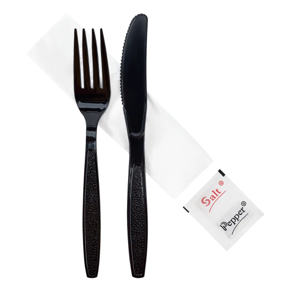 PS Heavy-Weight Cutlery Kits (Knife, Fork, 1-ply Napkin, Salt, Pepper)