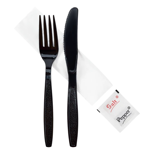 PS Heavy-Weight Cutlery Kits (Knife, Fork, 1-ply Napkin, Salt, Pepper)