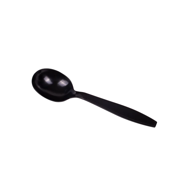 PS Plastic Heavy Weight Soup Spoons Wrapped, Black