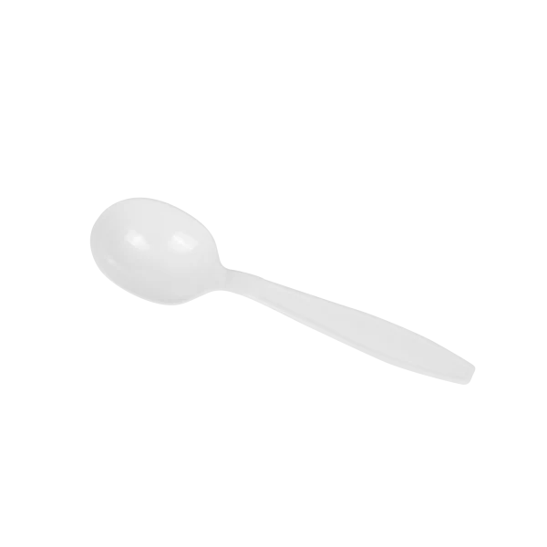 PS Plastic Heavy Weight Soup Spoons Wrapped, White