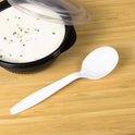 PS Plastic Heavy Weight Soup Spoons Wrapped, White