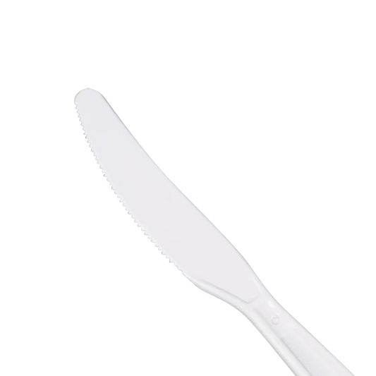 PP Plastic Heavy Weight Knives Wrapped, White