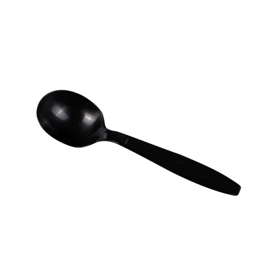 PP Plastic Heavy Weight Soup Spoons Wrapped, Black