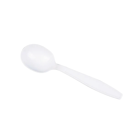 PP Plastic Heavy Weight Soup Spoons Wrapped, White